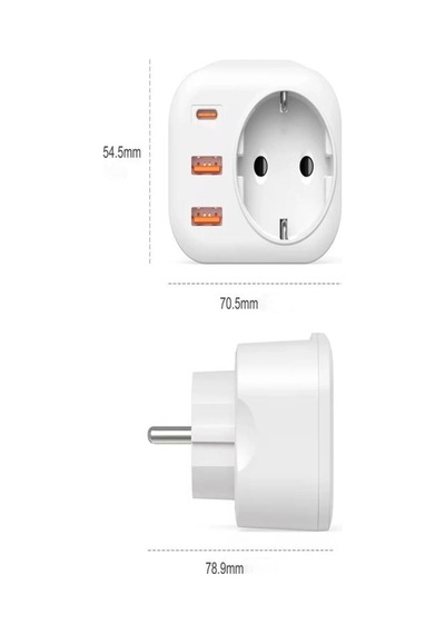 2500w 3.4a 2x Usb 1x Type-c 1x Soket Şarj Adaptörü Priz Çoğaltıcı Grup Priz 2 M