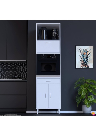 Modilayn Jolly Ankastre Dolap 60x239.7x56 Cm : 1 Çekmece, 3 Kapak, 4 Göz Raflı Mutfak, Kiler Dolabı Beyaz Modilayn Jolly Ankastre Dolap 60x239.7x56 Cm : 1 Çekmece, 3 Kapak, 4 Göz Raflı Mutfak, Kiler Dolabı Beyaz