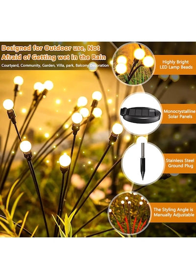 Solar Bahçe Lambaları, 4 Adet 10 Led Ateş Böceği, Solar Lamba,