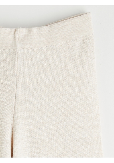 Lcw Modest Ekru Beli Lastikli Geniş Paça Kadın Triko Pantolon