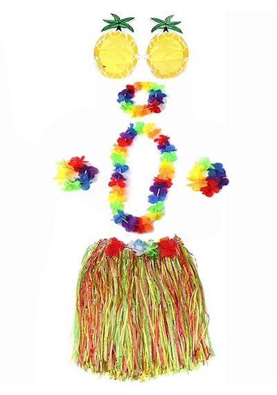 Yetişkin - 966 - Ve Çocuk Uyumlu Luau Aloha Hawaii Rengarenk 40 Cm Etek Ananas Şekilli Gözlük Hawaii - Csmo-tex - Kolye R