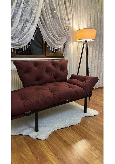 Modern Ikili Yataklı Kanepe Tekli 2'li Çift Kişilik Koltuk Ev Ofis Balkon Teras Kanepesi - Bordo Bordo Modernk11