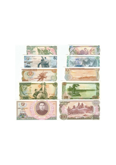 Kuzey Kore 1978 Yılı 100-50-10-5-1 Won Kağıt Para Set Çil Unc 5'li Set Koleksiyon Para