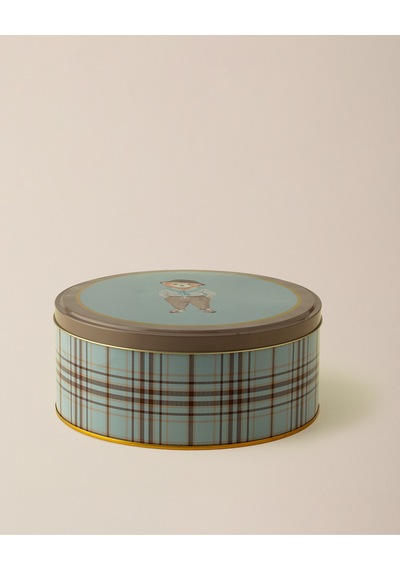 Madame Coco Jolie Yuvarlak Metal Kutu - Büyük Boy - Mavi/vizon