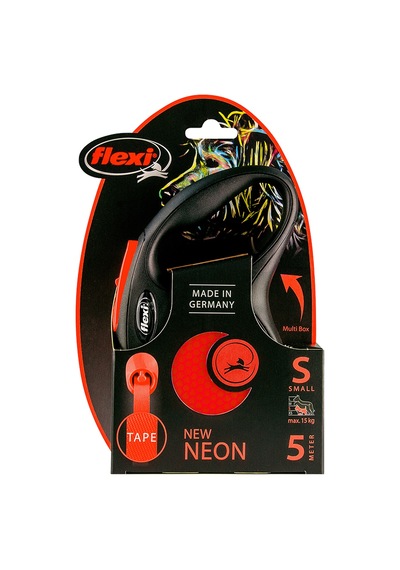 Flexi New Neon Turuncu Şeritli Otomatik Gezdirme Tasması 5m Small Turuncu