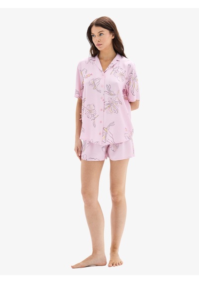 Kadın Pijama Üstü 52022 - Desenli Çok Renkli