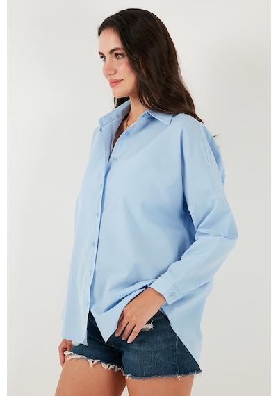 Lela Pamuk Karışımlı Regular Fit Bayan Gömlek 6772418 Bebe Mavi Lela Pamuk Karışımlı Regular Fit Bayan Gömlek 6772418 Bebe Mavi