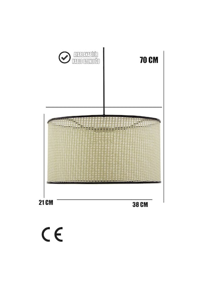 Wicker Krem-siyah Hasır Sarkıt Avize 38cm Siyah