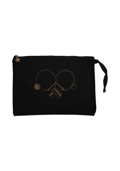 Ping Pong Rackets Soft Siyah Clutch Astarlı Cüzdan / El Çantası Siyah