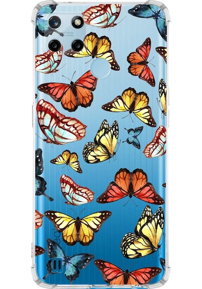 Prinrify Realme C25 Uyumlu Water Color 2 Baskılı Şeffaf Köşe Korumalı Antişok Kılıf