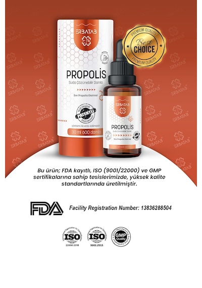 Erbatab Propolis Suda Çözünebilir Damla 30 ML