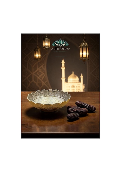 Paslanmaz Çelik Hurma Tası Şık Ve Dayanıklı Hurmalık Sunum Kasesi, Ramazan Ve Bayram İkramlık, Hediyelik Modern İslami Sofra Ürünü Gümüş