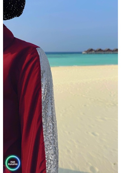 Kahijab Payet Detay Tesettür Mayo - Bordo Bordo