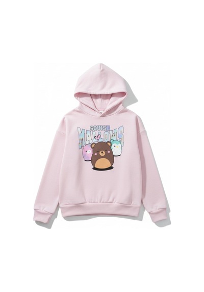 Squish Kapüşonlu Kız Çocuk Tunik Sweatshirt Pembe