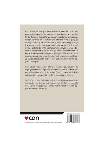 Hava Savaşı ve Edebiyat - W. G. Sebald - Can Yayınları