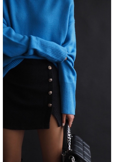 Madmext Mad Girls Mavi Balıkçı Yaka Kazak Mg1252 - Mavi