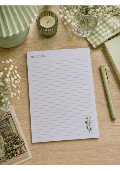 A4 Çizgili Papatya Note Pad Beyaz