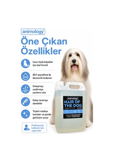 Animology Hair Of The Dog Uzun Tüylü Köpeklere Özel 20:1 Konsantre Köpek Şampuanı 5 Lt