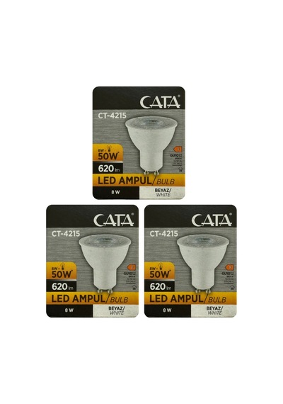 3 Adet Cata 8w 50w 6500k Beyaz Işık Gu10 Duylu Led Spot Ampul