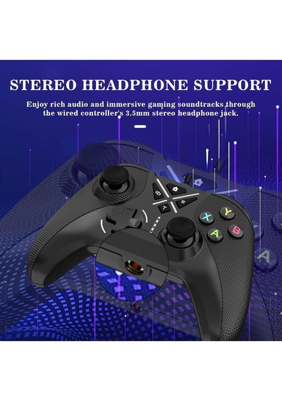 Pc Kablolu Usb Gamepad Windows 10/11 Uyumlu 3,5 Mm Ses Jaklı Makro Ve Turbo Tuşlu Oyun Kolu