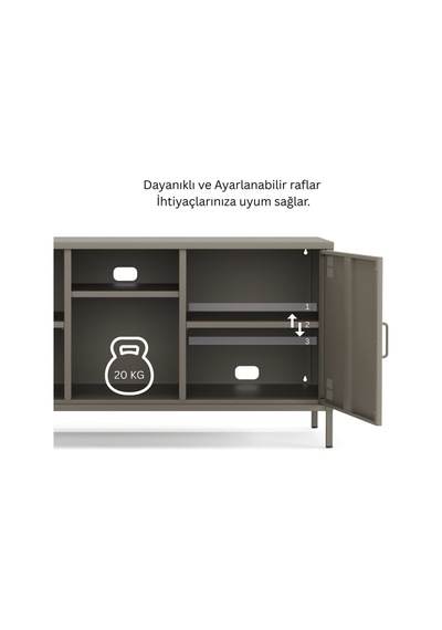 Pera Tv Ünitesi, Tv Dolabı,2 Kapaklı, Açık Raflı 130,50 X 40 X 64,50 Cm Ral 7039 Acıbadem Antrasit Pera Tv Ünitesi, Tv Dolabı,2 Kapaklı, Açık Raflı 130,50 X 40 X 64,50 Cm Ral 7039 Acıbadem Antrasit
