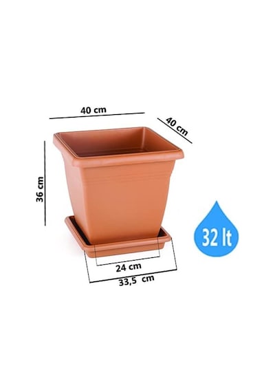 Omnipazar So-vk04 Villa Kare Tabaklı Saksı Takımı 32 Lt Kiremit 5 Adet