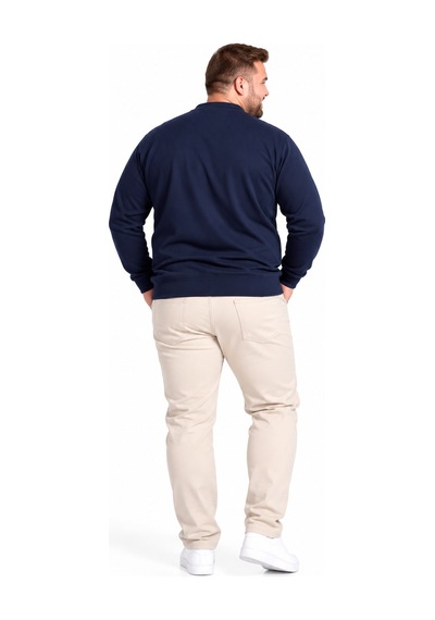 Annex Büyük Beden Basic Waffle Kumaş Erkek Sweatshirt Lacivert