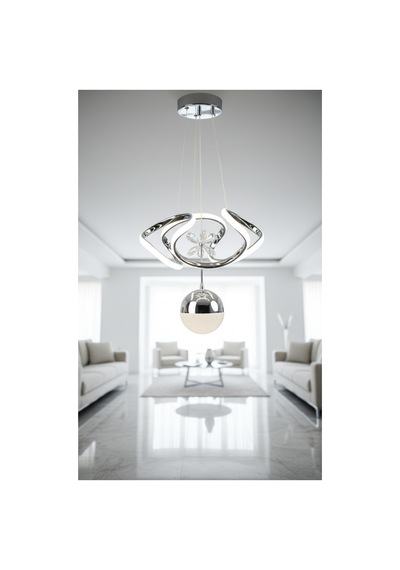 Lzy Avize Store Modern Krom Cam Avize Yatak Odası - Hol - Salon Gri Gri