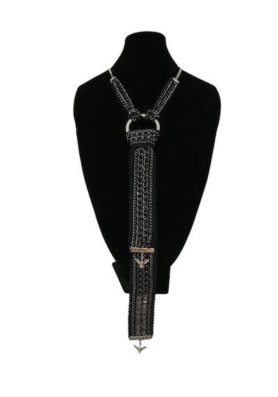 Perimir Gotik Zincirli Kravat Kolye Siyah