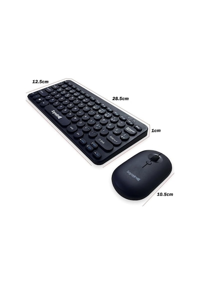 Kablosuz Lacivert Bluetooth Klavye Mouse Seti Yuvarlak Tuşlu Tasarım, Türkçe Q Dizilim, Taşınabilir, Ev Ve Ofis Kullanımına Uygun 5570