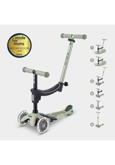 Micro Mini 6 İn 1 Deluxe Rock And Go Led Scooter Olive Sage Yeşil