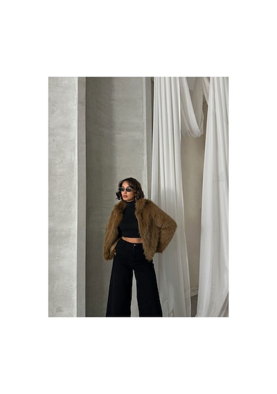 Verymoda Suni Kürk Kadın Mont- F1820 Kahve