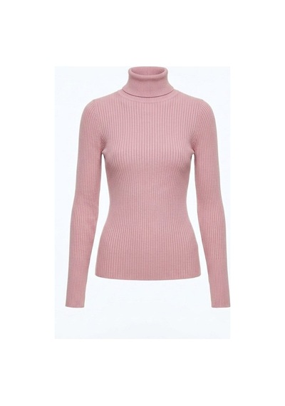 Onno Style Women Fitilli Balıkcı Yaka Basic Kazak Pudra Pembe