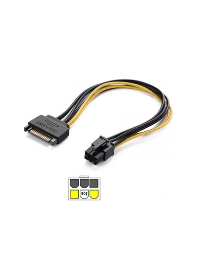 6 Pin Pcı-e Dişi To 15 Pin Sata Erkek Power Güç Kablosu 30 Cm - Kp-120