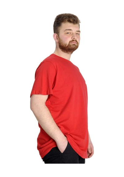 Mode Xl Büyük Beden Erkek T-Shirt Vıntage 23144 Kırmızı 001