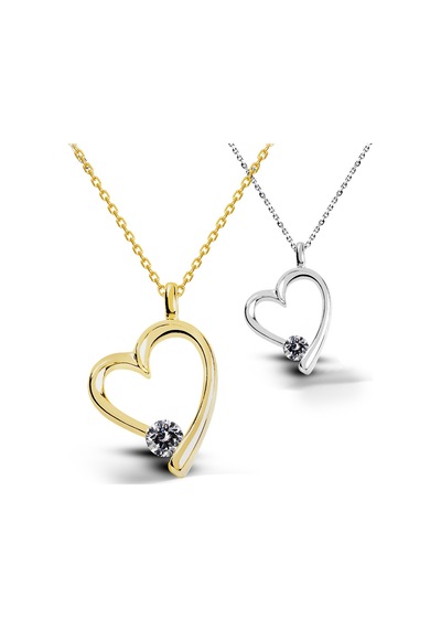 Kuyumcudukkani 6mm Zirconia Taşlı"kalp"kolye - 32112-6mm-w Beyaz
