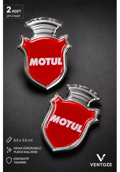 2 Adet Krom Görünümlü Pleksi Arma Oto Dekoratif Etiket Çiftli Set 5,5x3,5 Cm Beyaz-Kirmizi