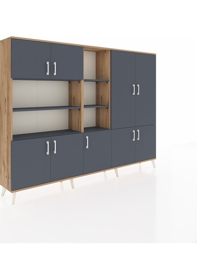 Arges Dolap 14 Raflı 9 Kapaklı 220x30x163 Çam-antrasit Antrasit - Atlas Çam Arges Dolap 14 Raflı 9 Kapaklı 220x30x163 Çam-antrasit Antrasit - Atlas Çam