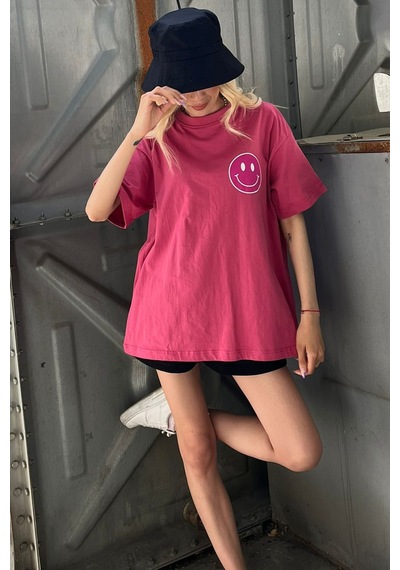 Madmext Pembe Arka Baskılı Oversize Yuvarlak Yaka Kadın Tişört-pembe Pembe Madmext Pembe Arka Baskılı Oversize Yuvarlak Yaka Kadın Tişört-pembe Pembe