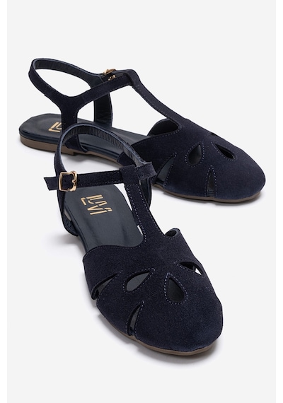 Luvishoes Nathalıe Lacivert Süet Hakiki Deri Kadın Sandalet