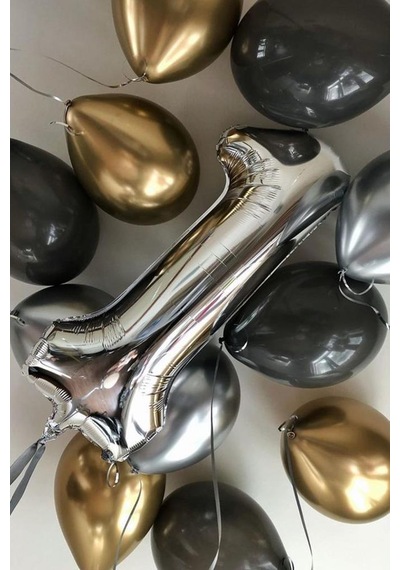 Beysüs 1 Yaş Balon Seti Gold Gümüş Siyah Standart