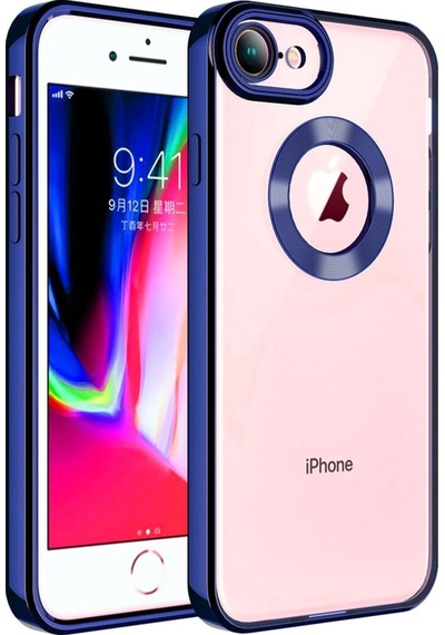 Apple Uyumlu iPhone 8 Kılıf Kamera Korumalı Logo Gösteren Zore Omega Kapak Lacivert