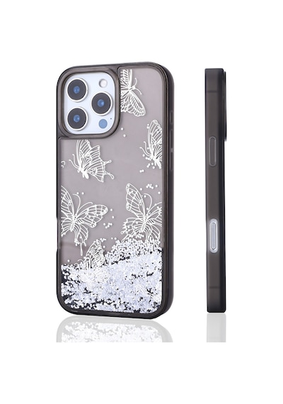 Zore Apple iPhone Uyumlu 12 Pro Kılıf Sıvılı Simli Kelebek Baskılı Şeffaf Arka Yüzey Omsy Glis Silikon Kapak - Mor Zore Apple iPhone Uyumlu 12 Pro Kılıf Sıvılı Simli Kelebek Baskılı Şeffaf Arka Yüzey Omsy Glis Silikon Kapak - Mor