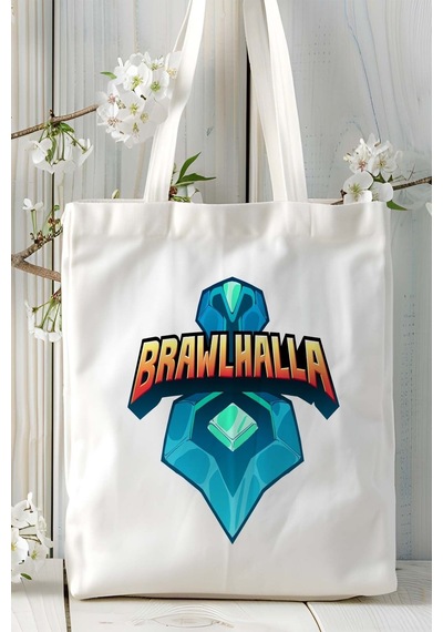 Art Hediye Brawlhalla Oyun Baskılı Bez Çanta Çift Taraflı Baskı Kişiye Özel Beyaz Model 1 Çok Renkli