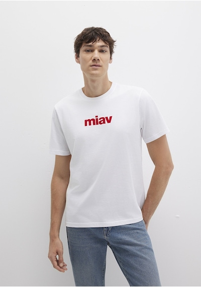 Mavi - Miav Baskılı Erkek Tişört 067153-622 Kırmızı Beyaz
