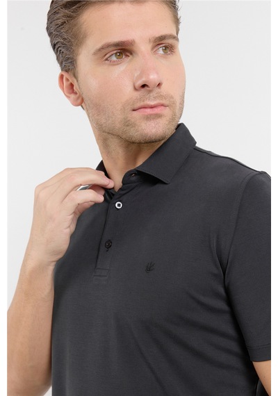 İmza Siyah İtalyan Yaka Kısa Kol Cepsiz Slim Fit Pamuklu Tişört 1011260180 Diğer