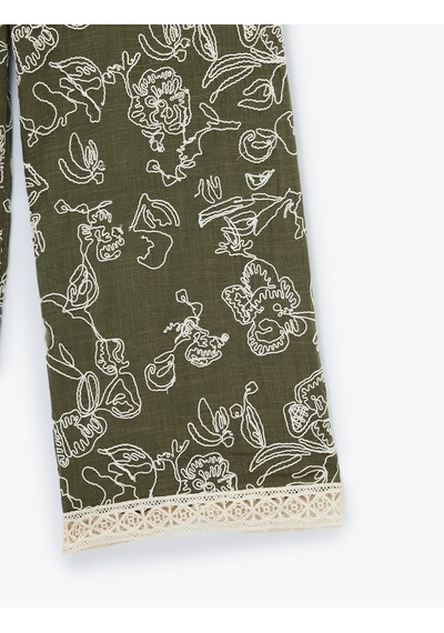 Koton Pamuklu Cepli Nakış İşlemeli Dantel Detaylı Kısa Düz Paça Culotte Pantolon Haki 6sak40198uw Koton Pamuklu Cepli Nakış İşlemeli Dantel Detaylı Kısa Düz Paça Culotte Pantolon Haki 6sak40198uw