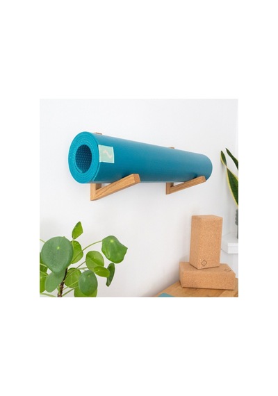 Ahşap Eğimli Yoga Mat Askıları, Yoga Mat Tutucu, Pilates Mat Duvar Tutucu, Duvara Monte Yoga Mat