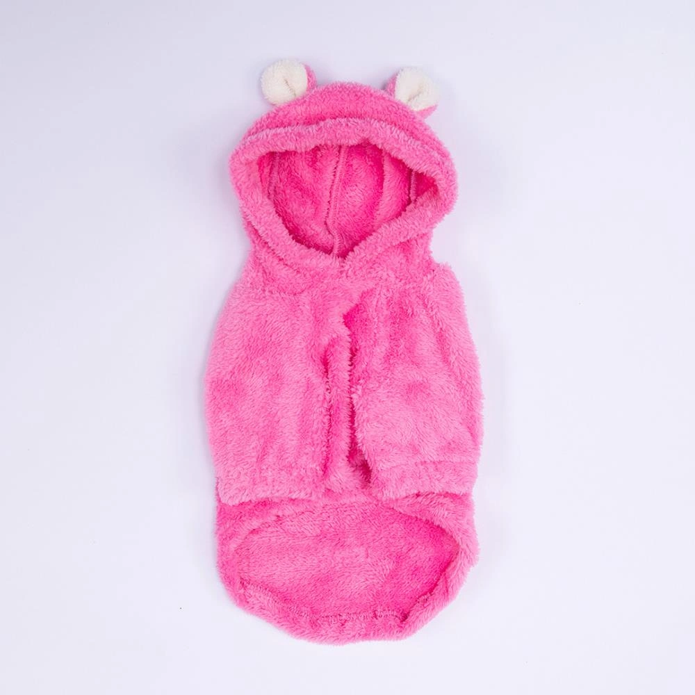 Pembe Lucca Teddy Hoodie Ayı Kulaklı Peluş Orta Büyük Irklar Köpek Kıyafeti Köpek Sweati