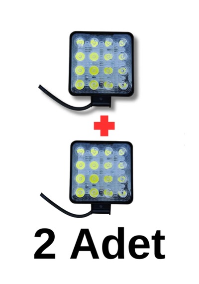 16 Led Far Kare 2 Adet 12-110 Vdc İş Makineleri Kamyon Offroad